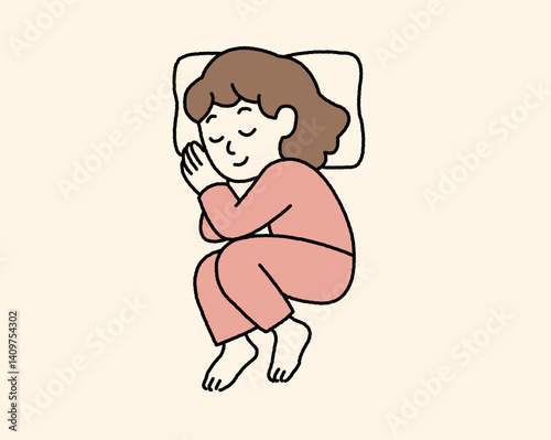 リラックスして寝ている女の子のイラスト1