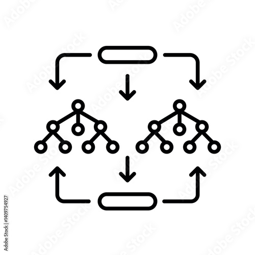 random forest black line icon for digital and print projects.
