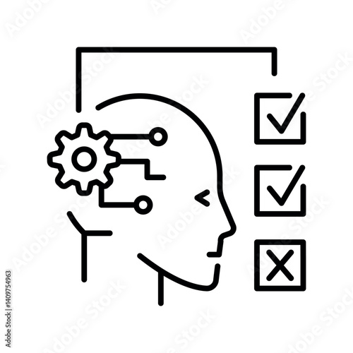 Reinforcement Learning black line icon for digital and print projects.