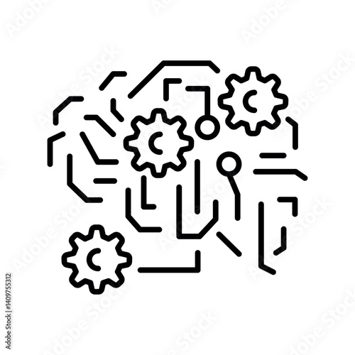 Deep Learning black line icon for digital and print projects.