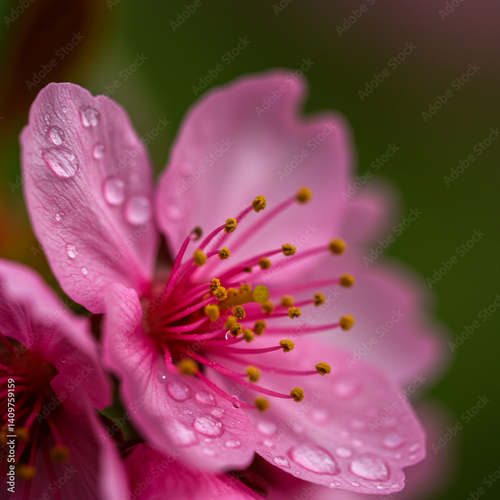 Fototapeta premium Macro Shot of Wet Pink Flower Petals