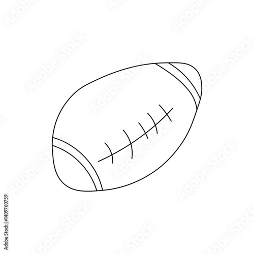 Hand drawn doodle American football ball, gridiron football, pigskin. Isolated on white background.