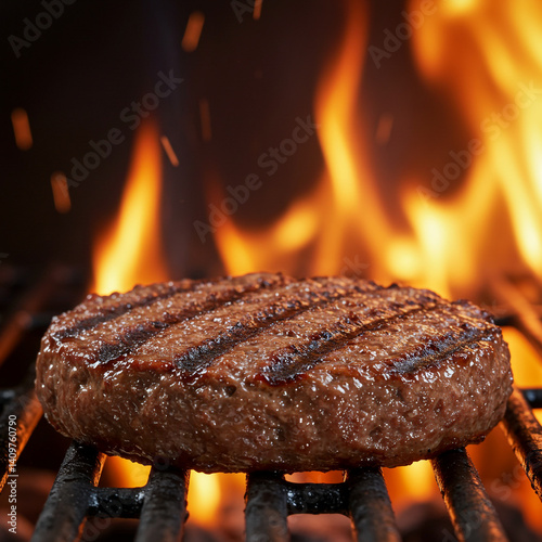 Hamburger Patty Cooking on ...