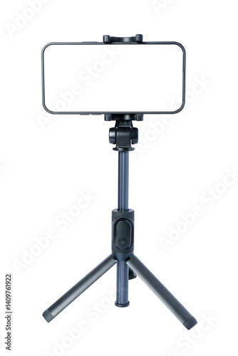 Smartphone on tripod with remote control