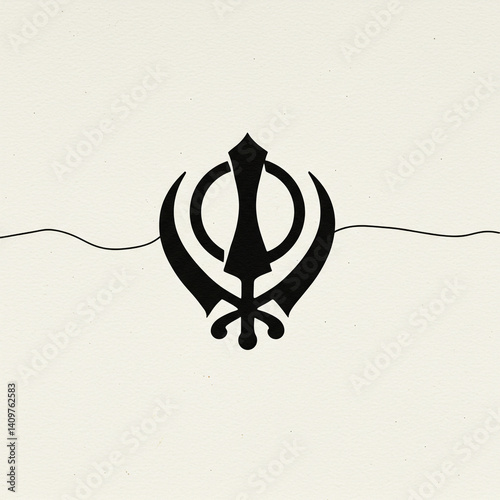 Black Khanda Sikh Symbol on...
