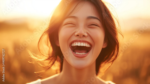 An elegantly crafted scene showing radiant triad: three smiling women showcasing joyful expressions, revealing glimpses of eyebrows, lips, and skin, embracing the epitome of natural beauty.