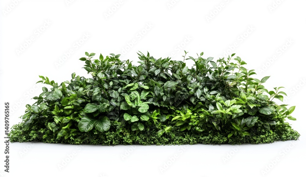 Fototapeta premium Lush Greenery Display with Various Leafy Plants on White Background