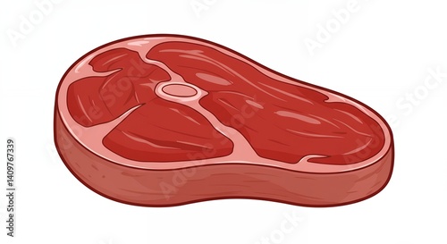 Cartoon illustration of a slice of raw meat