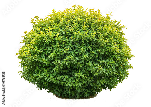 фотографія Isolated perfectly spherical green shrub with dense foliage on transparent backg