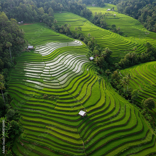 Aerial View of Lush Green R...