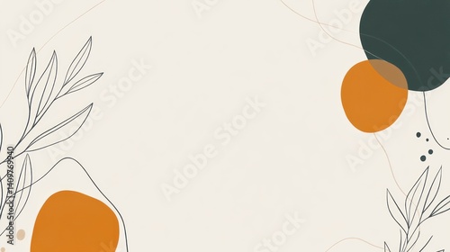 abstract background with organic shapes in earthy tones providing a harmonious visual balance and elegant aesthetic with fluid lines and minimalist botanical outlines