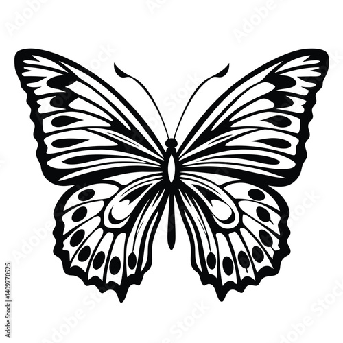 Butterfly Silhouette Isolated, Decorative Winged Insect, Nature Black And White 83 char