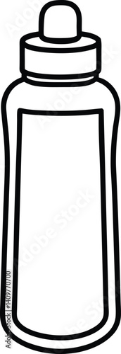 Thermos Bottle Outline Icon Line Art Drawing | Hot Drink Flask & Travel Mug Vector