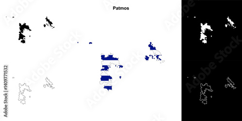 Patmos blank outline map set