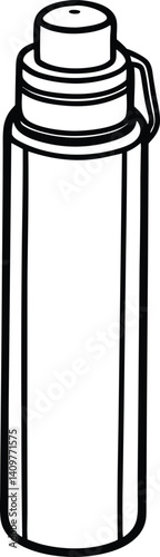 Thermos Bottle Outline Icon Line Art Drawing | Hot Drink Flask & Travel Mug Vector