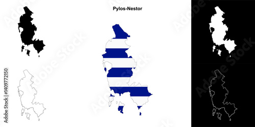 Pylos-Nestor blank outline map set