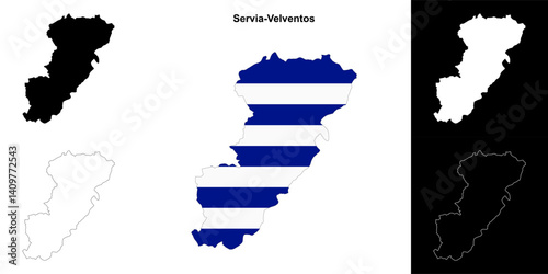 Servia-Velventos blank outline map set