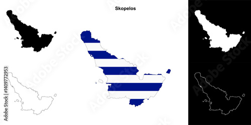 Skopelos blank outline map set