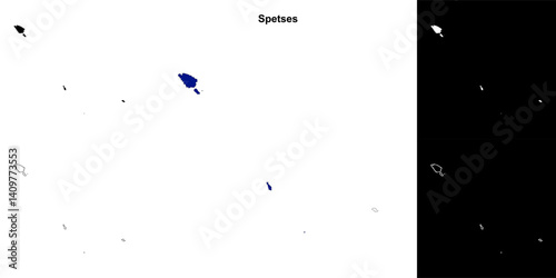 Spetses blank outline map set