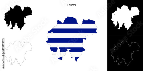 Thermi blank outline map set