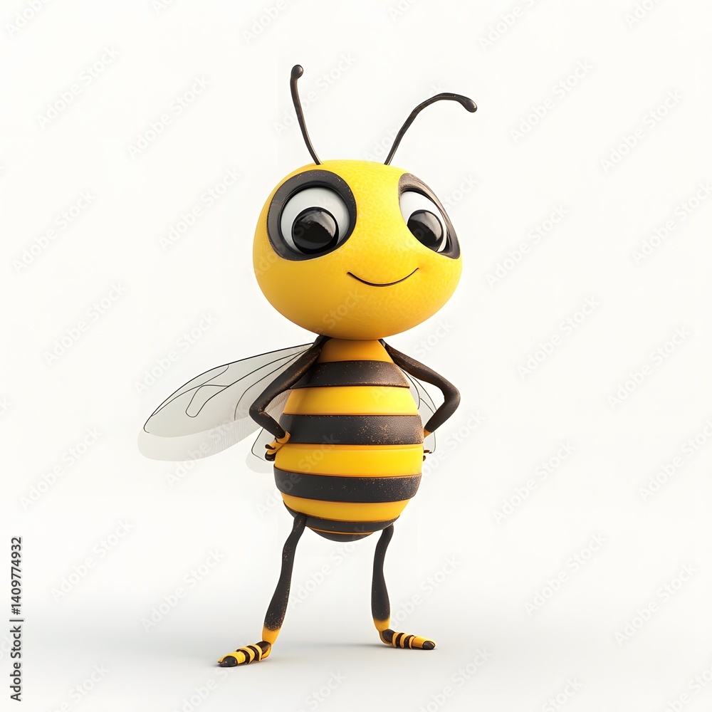 3D cartoon, bee, on a clean white background, studio photo style, clear 3D cartoon, bee, on a clean white background, studio photo style, clear