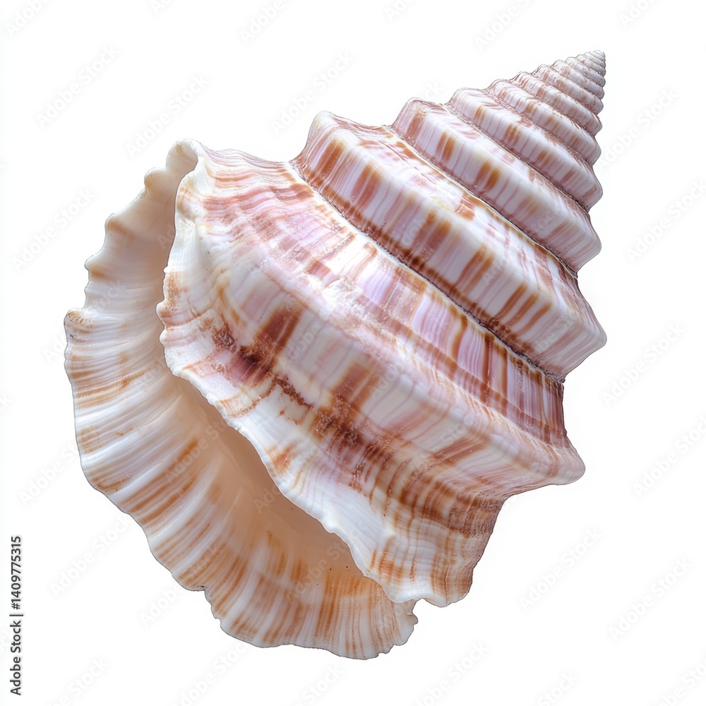 Detailed Spiral Seashell on White Background for Nature Themes Detailed Spiral Seashell on White Background for Nature Themes