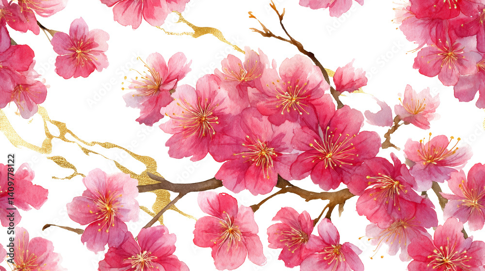 Delicate Watercolor Blossom Layered Seamless Pattern Featuring Soft Pink Flowers on a Crisp White Background for Timeless Elegance in Design Delicate Watercolor Blossom Layered Seamless Pattern Featuring Soft Pink Flowers on a Crisp White Background for Timeless Elegance in Design