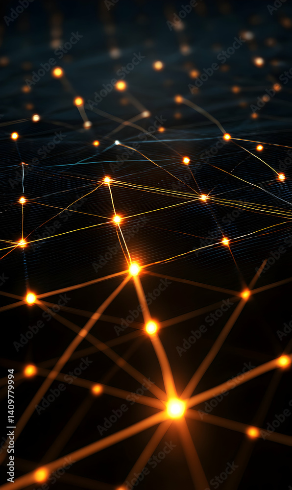 Fototapeta premium Interconnected Network of Light Points Visualizing Data Communication Concept
