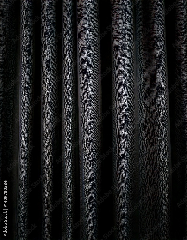 Fototapeta premium black satin curtains texture background, theatre or cinema stage drapes 
