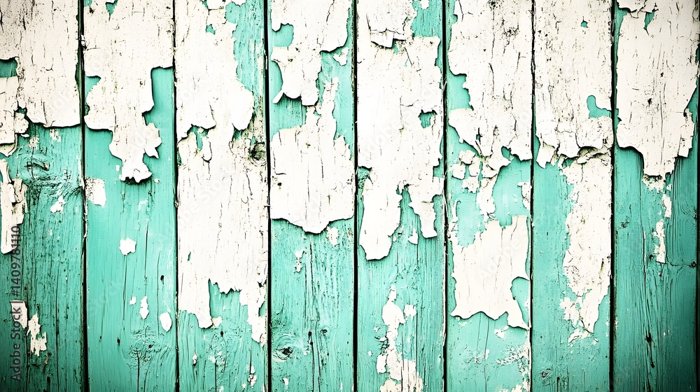 Fototapeta premium Textured Teal Weathered Wood Panel Background