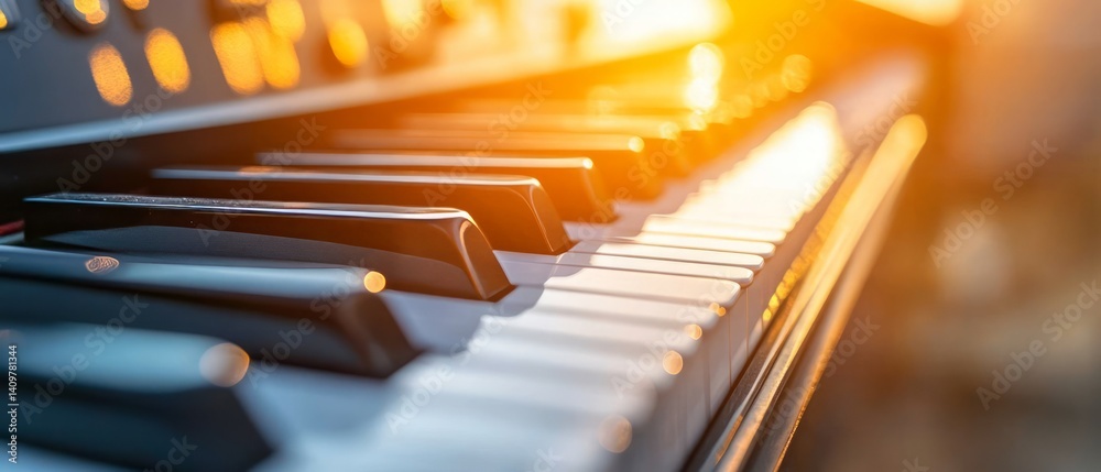 Close-Up of Piano Keyboard in Soft Natural Light – Elegant and Inviting Atmosphere