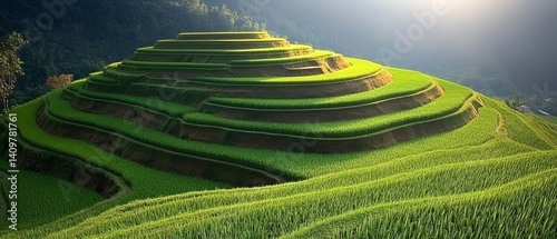 Obraz na płótnie Terraced rice fields in Mu Cang Chai, YenBai Province situated in the Northwest. w salonie