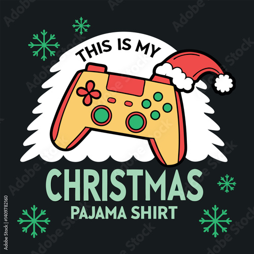 This Is My Christmas Pajama Shirt Gamer Santa Hat Tee