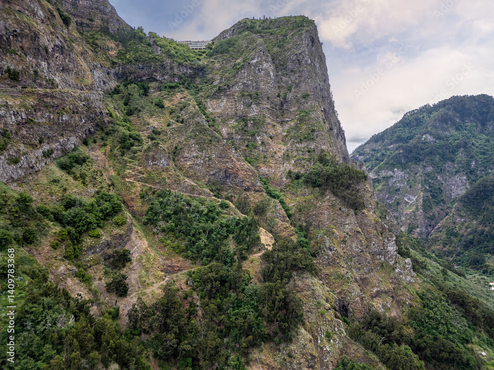 Mount with Eira Do Serrado viewpoint over Valley of the Nuns - Curral das Freiras, Madeira Island, Portugal