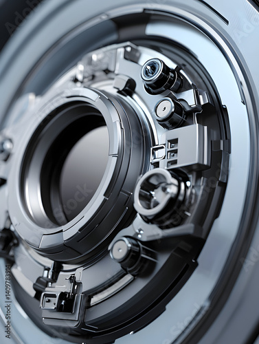 Wallpaper Mural Close-Up of a Futuristic Camera Lens with Stylish Metallic Details Torontodigital.ca