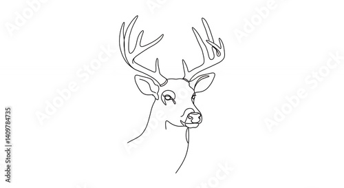 Deer head line drawing illustration design