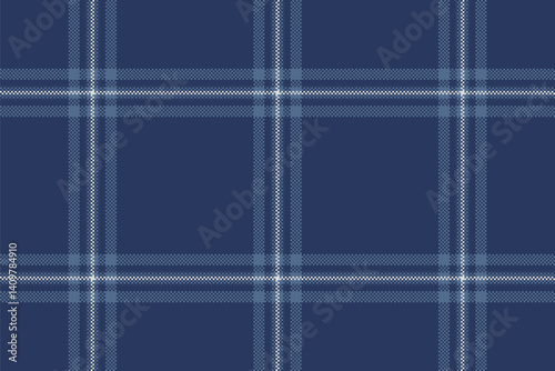 Classic blue plaid pattern, reminiscent of traditional textiles. Ideal for backgrounds, textures, or vintage design elements. Timeless, versatile, and elegant.
