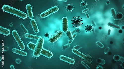 Macro close up shot of bacteria and virus	