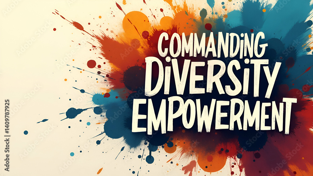 Fototapeta premium Empower Diversity: Bold Typography & Dynamic Visuals for Leadership Strength in Inclusive Narratives - Photo Stock Concept with Left Space