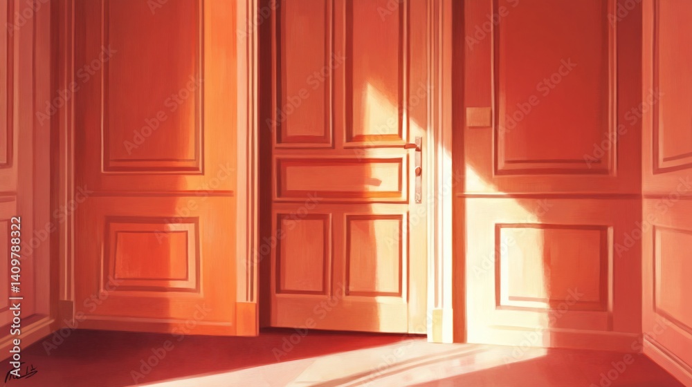 Sunlit Corridor: Warm Hues and Paneling Sunlit Corridor: Warm Hues and Paneling