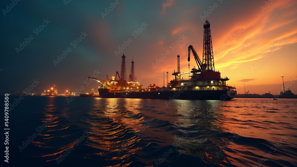 Obraz premium High-Quality Photo Stock: Visualizing Brent Crude Oil Market Dynamics, Extraction Methods, Pricing Benchmarks & Global Trade Influences