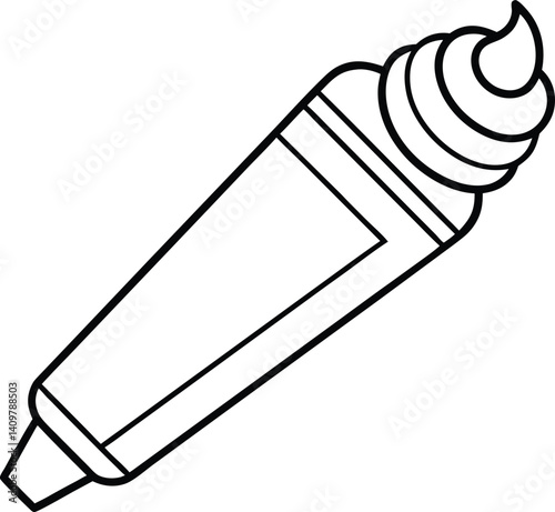Toothpaste Outline Icon Line Art Drawing Vector | Dental Care, Hygiene & Bathroom Essentials