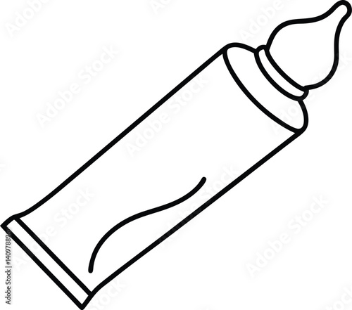 Toothpaste Outline Icon Line Art Drawing Vector | Dental Care, Hygiene & Bathroom Essentials