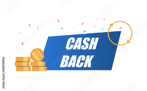 Cash back banner. Vector illustration.