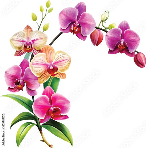 A beautiful pink orchid blossom, a floral wonder of nature, is isolated on a pristine white background, showcasing its delicate petals and tropical beauty