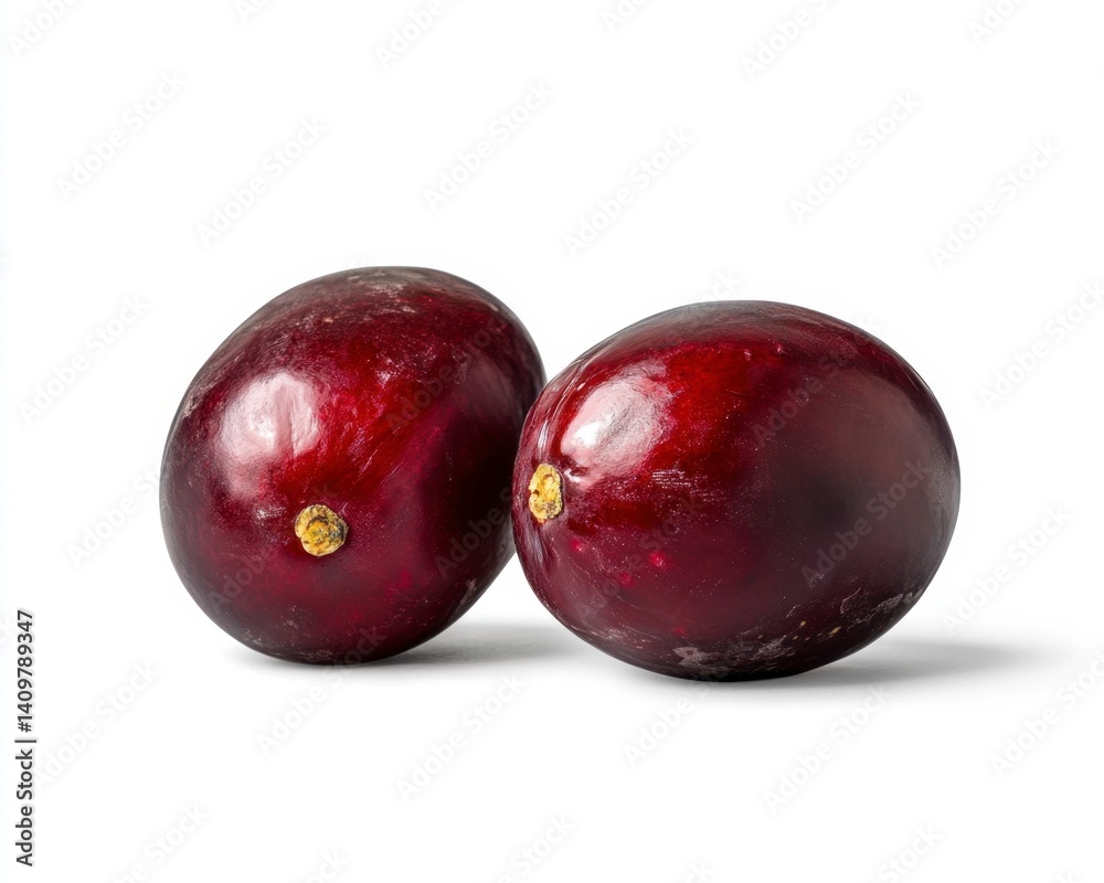 Fresh Purple Plums with Smooth Skin on White Background Fresh Purple Plums with Smooth Skin on White Background