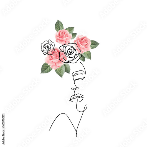 Lady lineart light rose