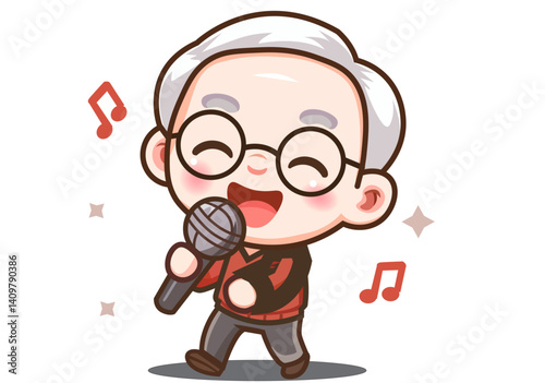 Uncle sings happily in his old age.