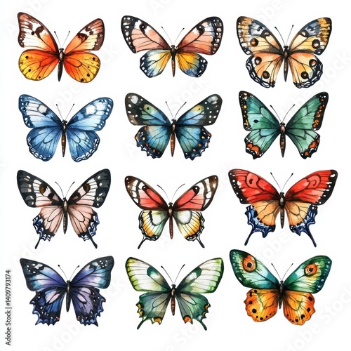 Wallpaper Mural Colorful Collection of Vintage Butterfly Illustrations on White Background Torontodigital.ca