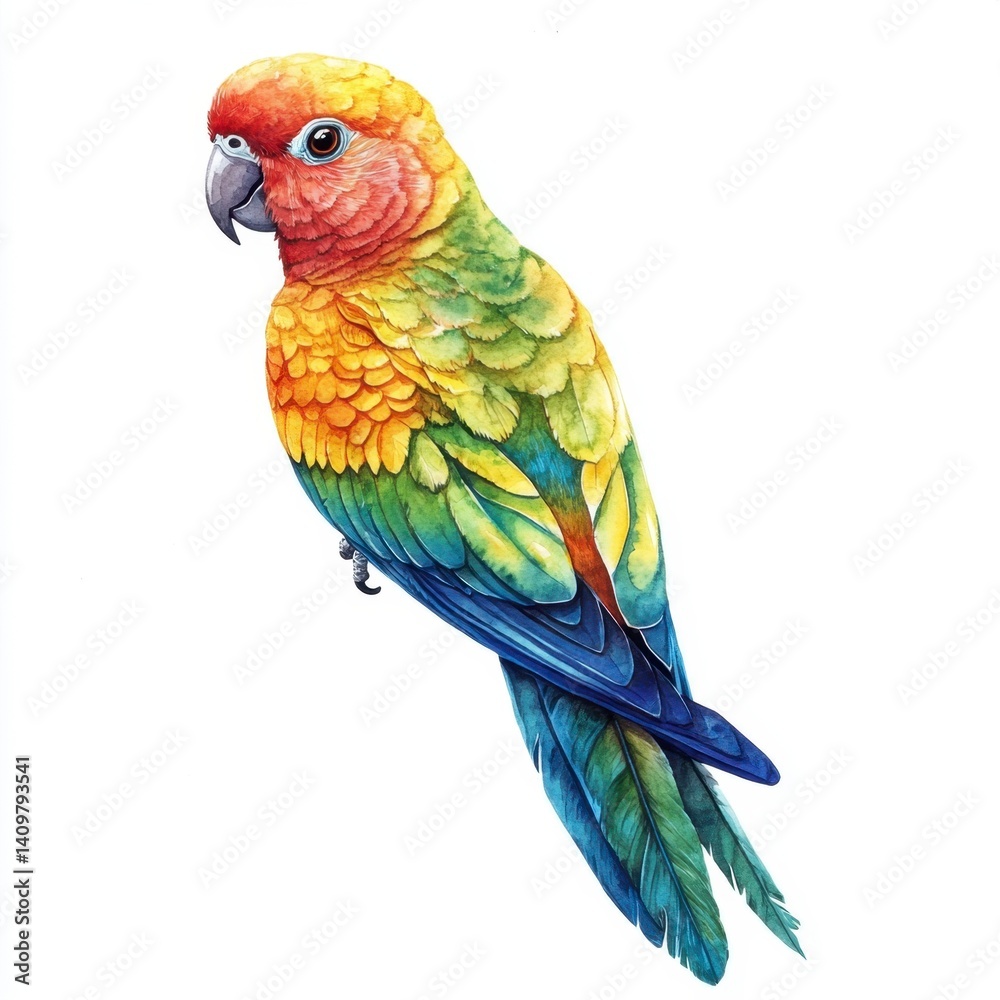Fototapeta premium Colorful Parrot with Bright Feathers and Detailed Feather Texture